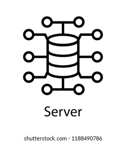 A database hardware with the nodes making connections denoting server 