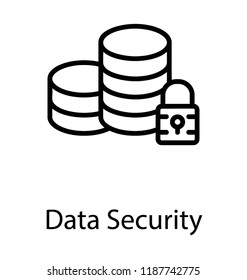 Database having padlock showing data security 