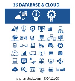 database, hosting, analytics  icons, signs vector concept set for infographics, mobile, website, application
