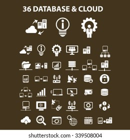 database, hosting, analytics  icons, signs vector concept set for infographics, mobile, website, application
