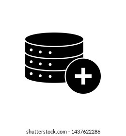 Database Icon & Add or Plus - Symbol, Vector Illustration.