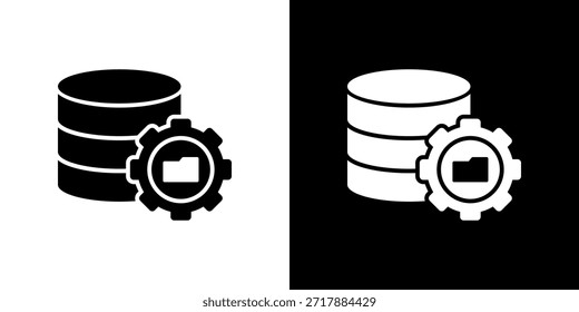 Icono de base de datos relleno en blanco y negro.