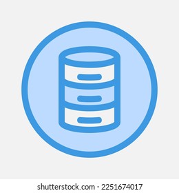 Database icon in blue style about essentials, use for website mobile app presentation