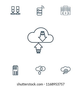 Database icon. collection of 7 database outline icons such as server, search cloud. editable database icons for web and mobile.