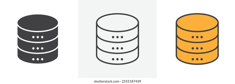 Database icon collection in black and colored style.