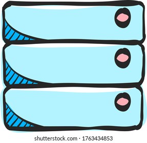 Database icon in color drawing. Hardisk, file server