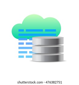 Database icon concept. Vector illustration of cloud, code and database server