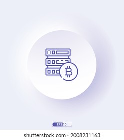 database icon with cryptocurrency collection. Icons are designed in full color, outline, flat, glyphs, and lines.   Works for web, mobile, UI, and more. Vector illustration.