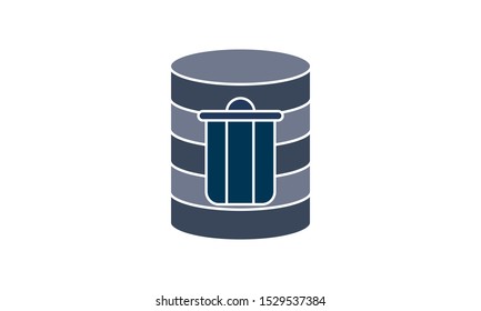 Database Icon & Delete or Trash- Symbol, Vector Illustration.
