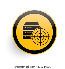 Database icon design on yellow button background,clean vector