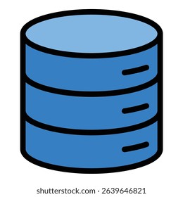 Database icon flat line style illustration representing structured data management and storage systems, suitable for software development, IT, and data-driven projects
