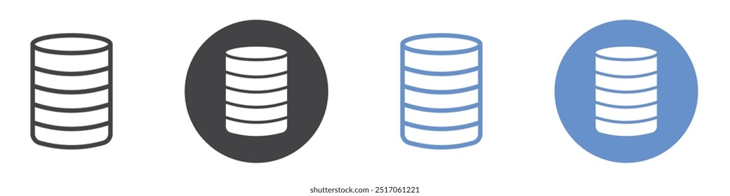 Conjunto de símbolos de línea plana de icono de base de datos.