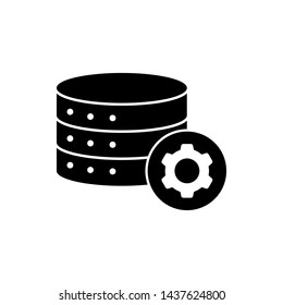 Database Icon & Gear, Cog or Setting - Symbol, Vector Illustration.