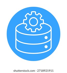 Icono de base de datos con elemento de engranaje ideal para tareas de configuración, mantenimiento y control del sistema.