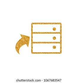 Database icon in gold glitter texture. Sparkle luxury style vector illustration.