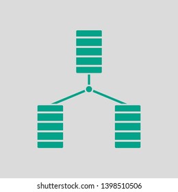 Database Icon. Green on Gray Background. Vector Illustration.