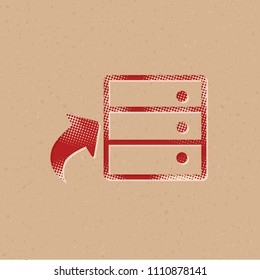Database icon in halftone style. Grunge background vector illustration.