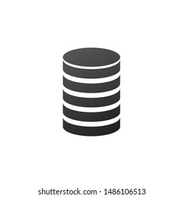 Database Icon, hosting data symbol, money or coin stack. Vector illustration isolated on white background.