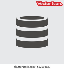 database icon isolated sign symbol and flat style for app, web and digital design. Vector illustration.