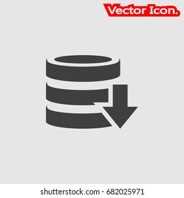 database icon isolated sign symbol and flat style for app, web and digital design. Vector illustration.