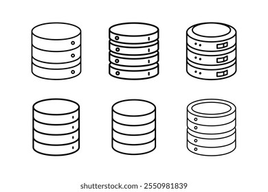 database icon line art vector illustration outline design