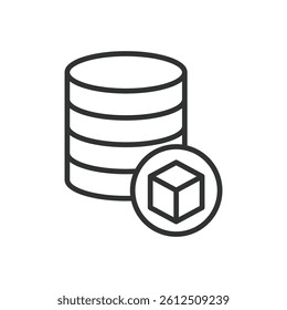 Database, icon in line design. Databases, data storage, databases system, databases management, data management, database server on white background vector. Database, editable stroke icon