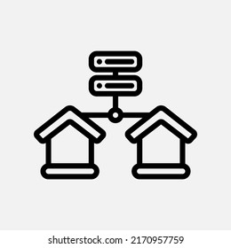 Database icon in line style about smart home, use for website mobile app presentation