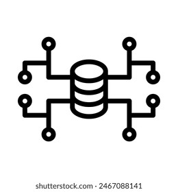 icono de base de datos o ilustración de logotipo contorno estilo negro