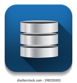 Database Icon With long shadow over app button
