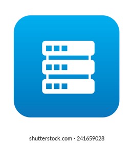 Database icon on blue background,clean vector