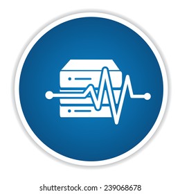Database icon on blue button,clean vector