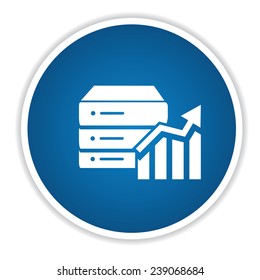 Database icon on blue button,clean vector
