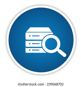 Database icon on blue button,clean vector