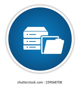Database icon on blue button,clean vector