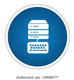 Database icon on blue button,clean vector