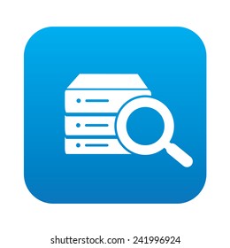 Database icon on blue button,clean vector