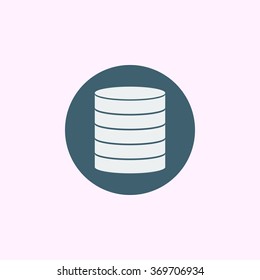 Database icon on blue circle background, modern creative style