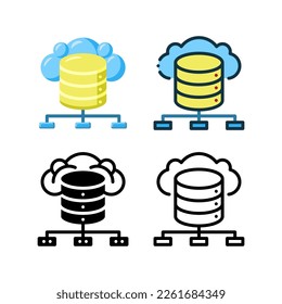 Icono de base de datos. Con contorno, glifo, contorno relleno y estilos planos