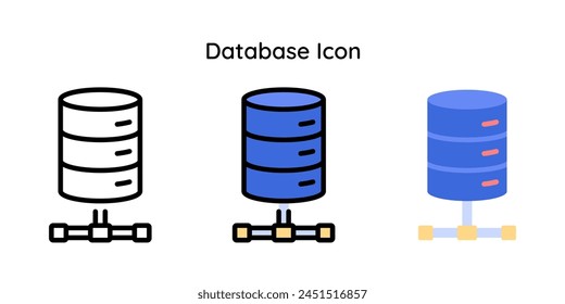 Database Icon Related to Internet of Things. Line, Line Color, Flat Style.