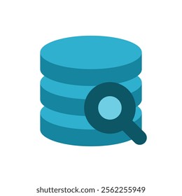 database icon with search symbol. datum symbol. data storage.