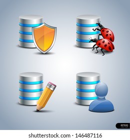 Database Icon set 4 - Vector Illustration