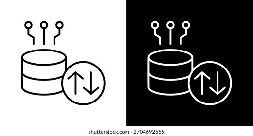 database icon set in black and white outline vector illustration