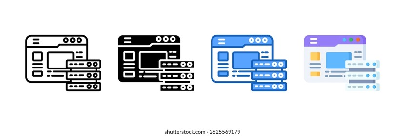Conjunto de conjuntos de ícones do banco de dados. Coleção de ícones de estilo múltiplo perfeita para sites, aplicativos e apresentações. Coleção de ícones de vetor simples
