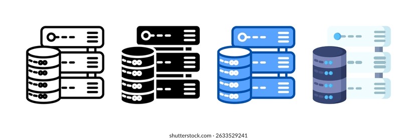 Database icon set bundle. Multi style icon collection perfect for websites, apps, and presentations. Simple vector icon collection