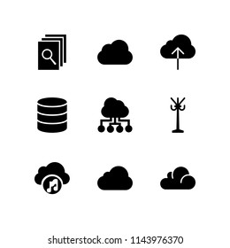 database icon set with cloud computing, searching files and rack vector icons for web and graphic design