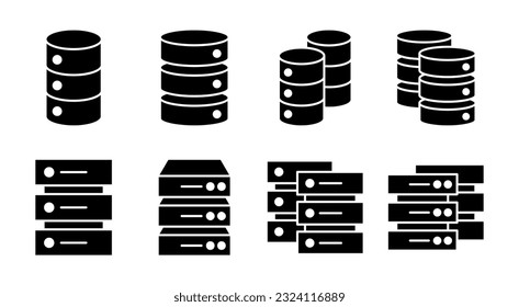 Database icon set illustration. database sign and symbol