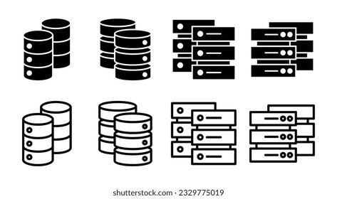 Database icon set illustration. database sign and symbol