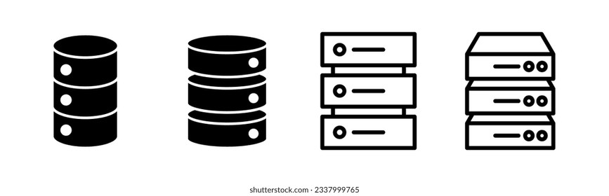 Ilustración del conjunto de iconos de la base de datos. signo y símbolo de base de datos
