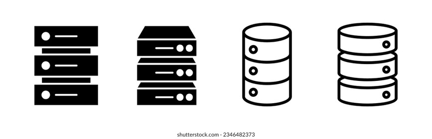 Ilustración del conjunto de iconos de la base de datos. signo y símbolo de base de datos