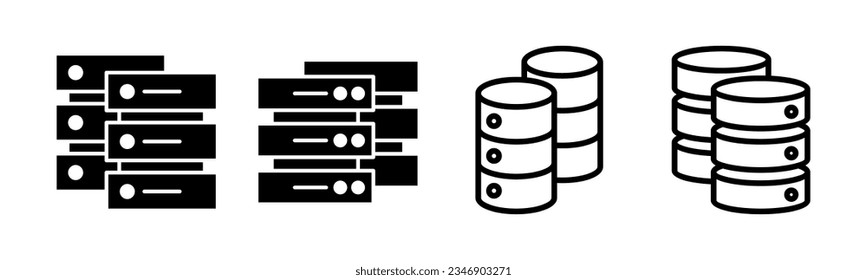 Database icon set illustration. database sign and symbol